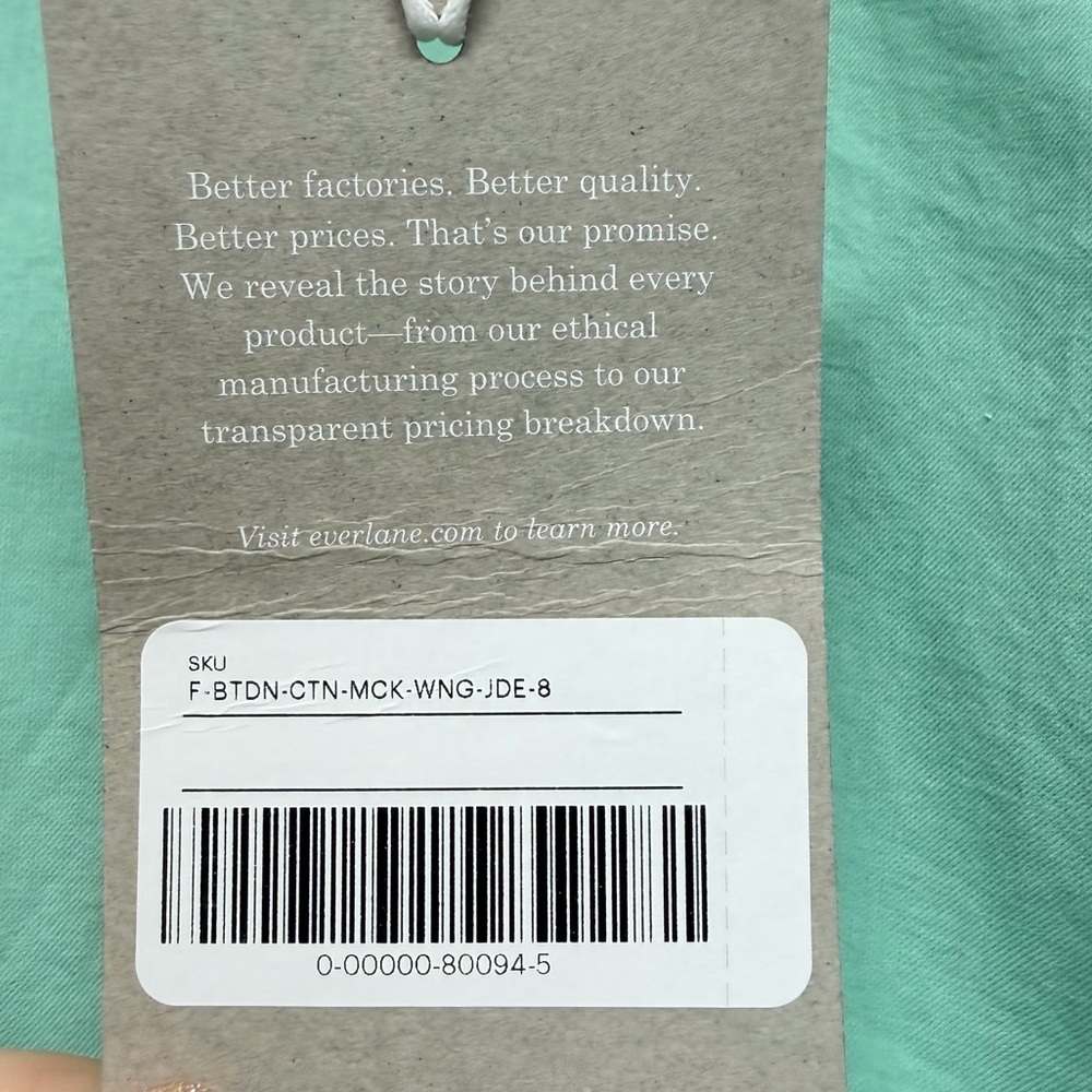 NWT EVERLANE The Wing Shoulder Mock Neck Ruffle Long Sleeve Blouse Green Size 8 - Picture 9 of 11